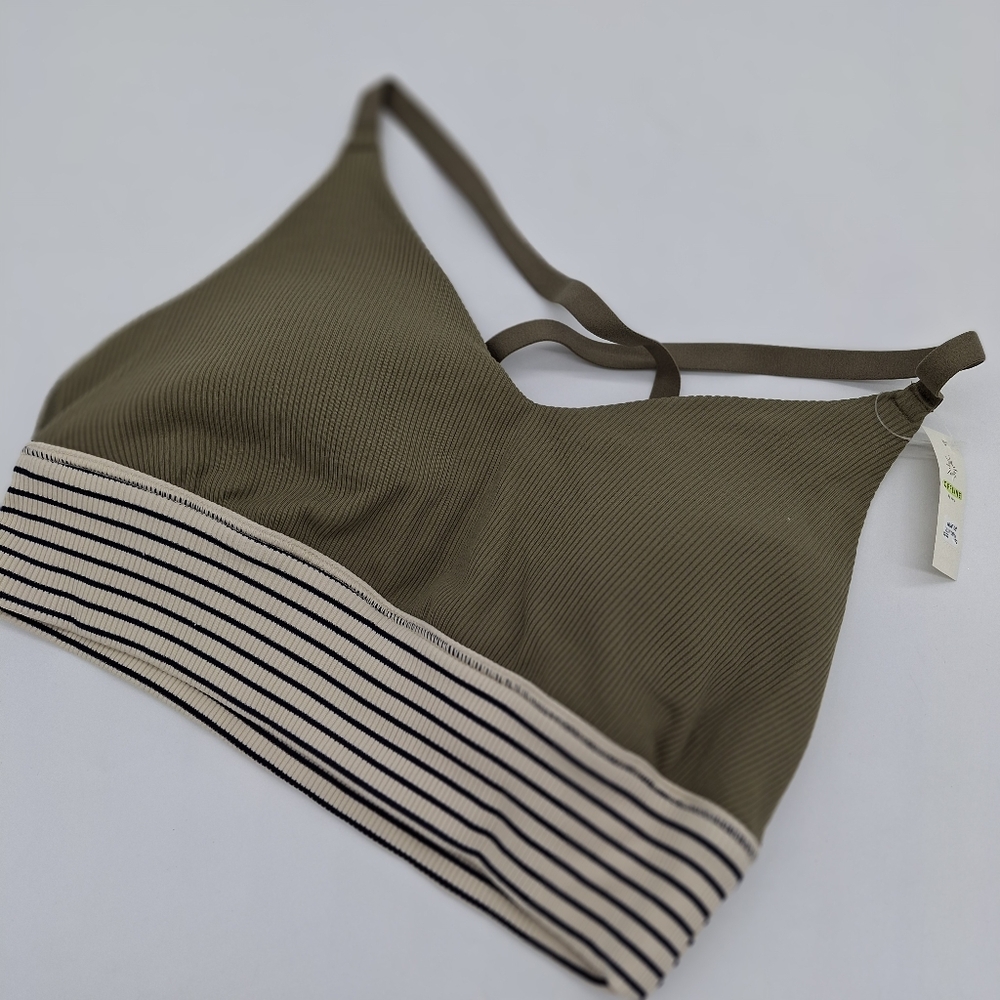 OFFLINE by Aerie Ribbed Scoop Sports Bra Courtyard Green